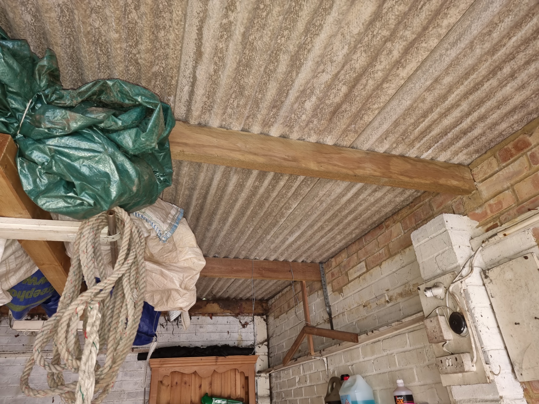 Sprayed coatings & limpet photographed during an Elements asbestos survey